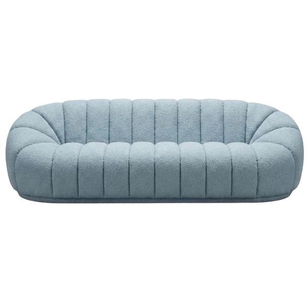 Blue Channel Tufted Bouclé 3-Seater Sofa