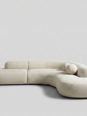 Cream Bouclé Curved Modular Cloud Sofa
