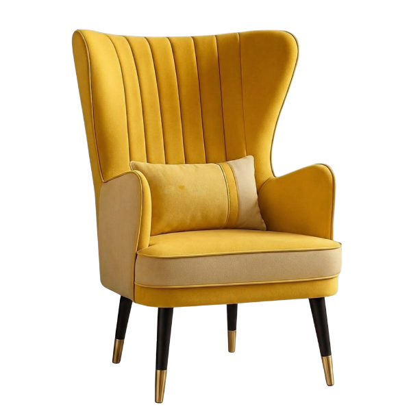 The Luthuli - Yellow Two-Tone Wingback Chair