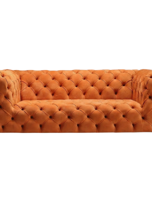 The Madikizela - Orange Deep Buttoned Chesterfield Velvet Sofa