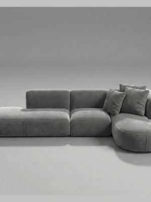 The Slovo - Grey Velvet Curved Modular Sectional Sofa